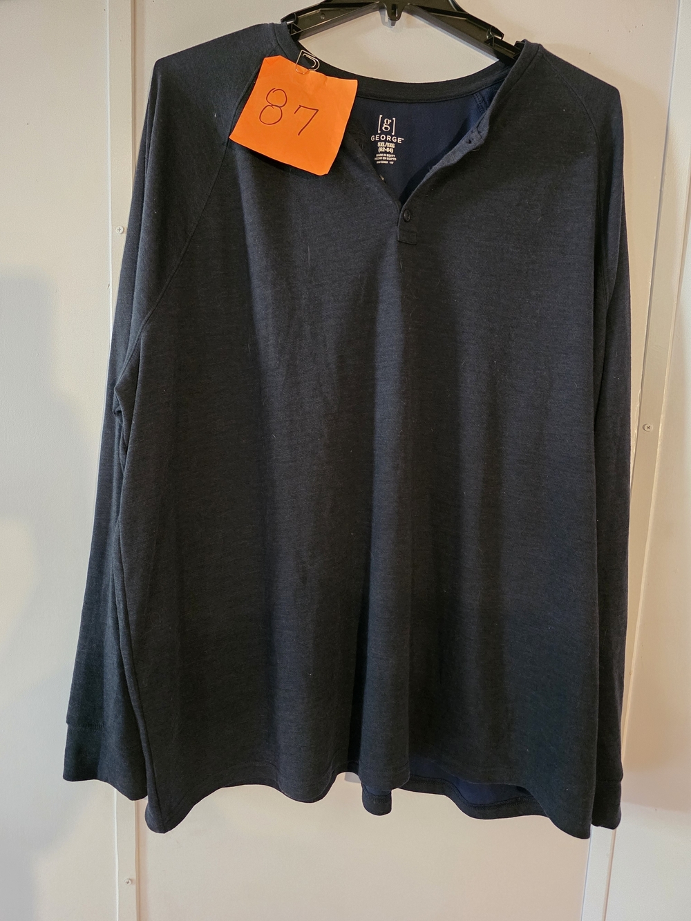 George Long-Sleeve Navy Henley Tee